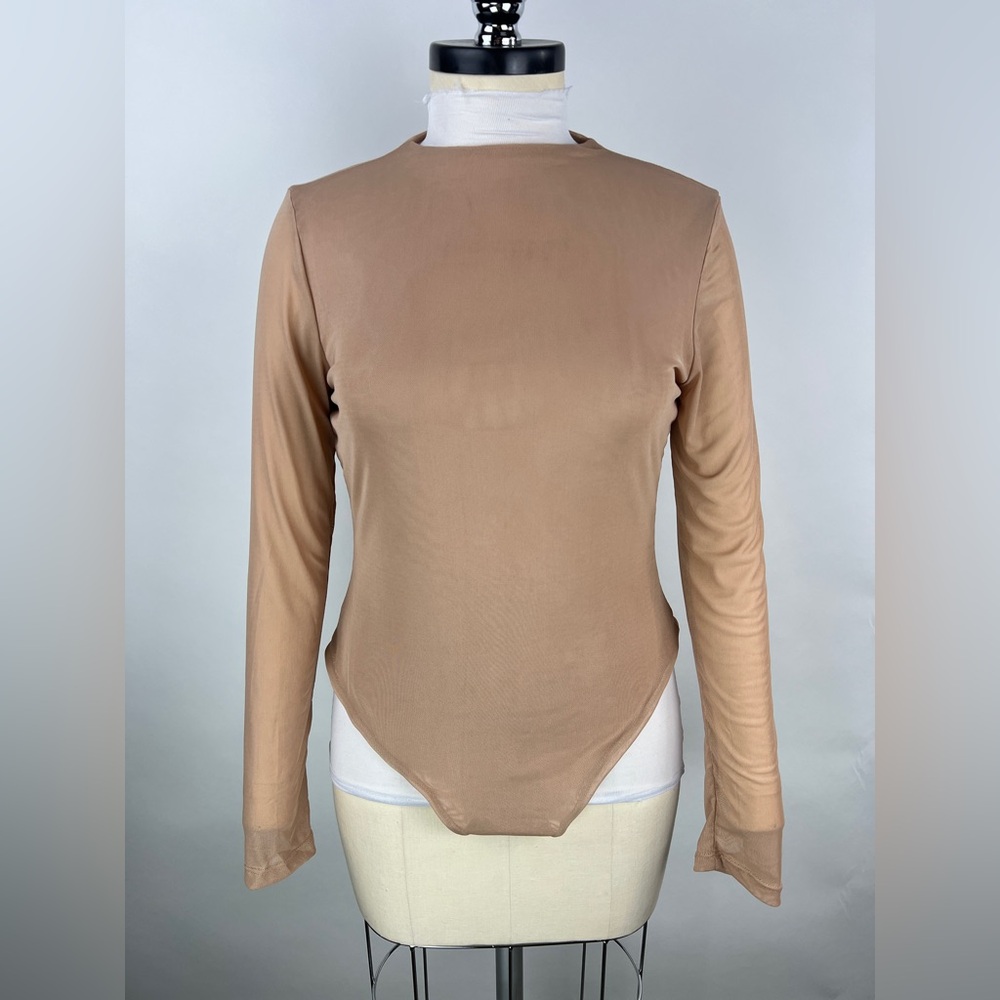 433B-TAN. Mesh Double Layer Bodice Bodysuit